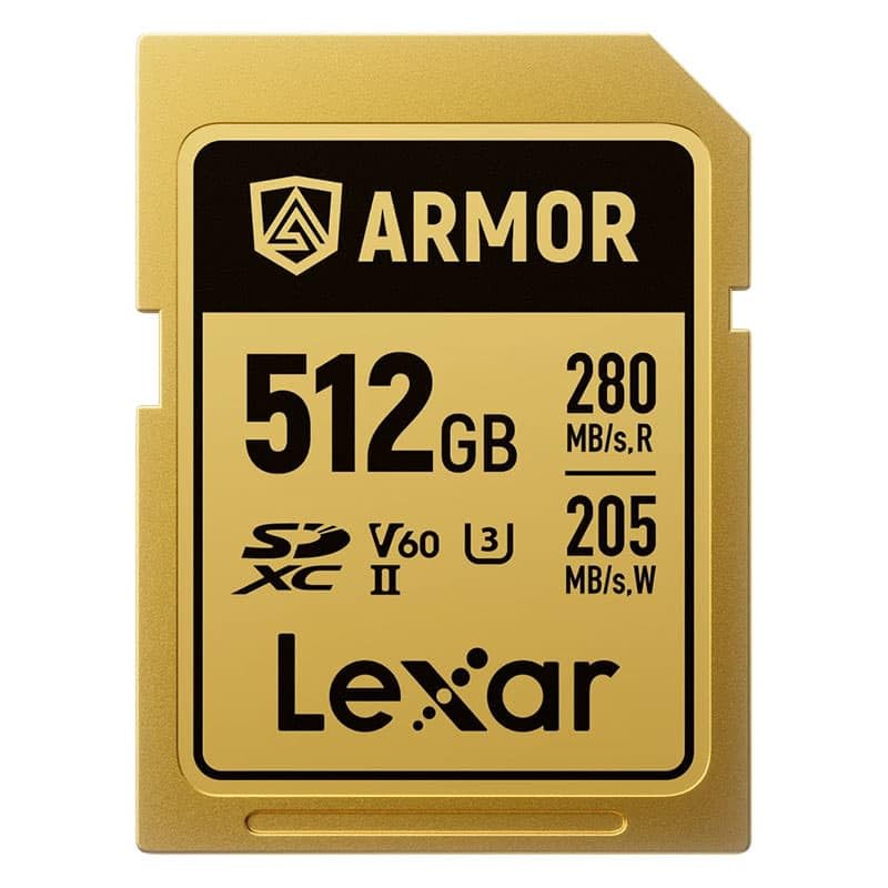Lexar Carte Armor Gold SDXC UHS-II 512Go Inox V60 R280Mo/s IP68