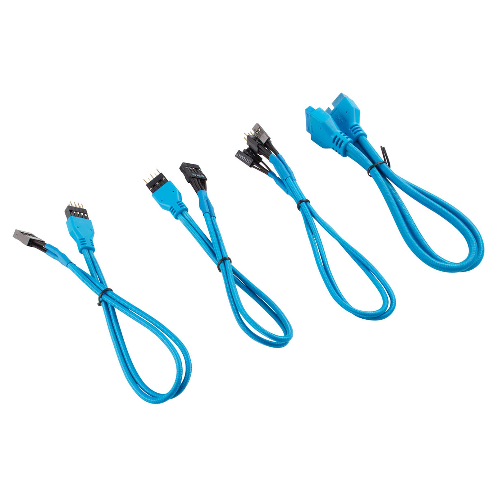 CORSAIR Kit d'extension gainé pour panneau avant (30 cm) - Bleu