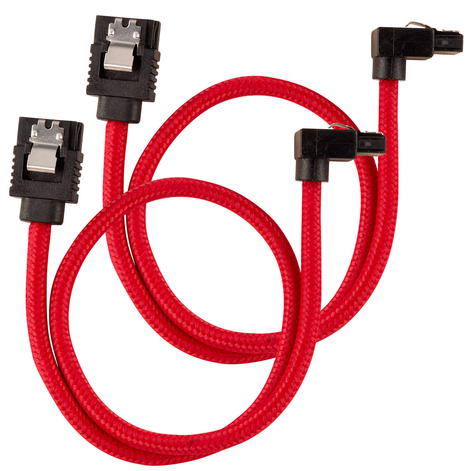 CORSAIR Câble SATA gainé Premium 30 cm connecteur coudé (coloris rouge)