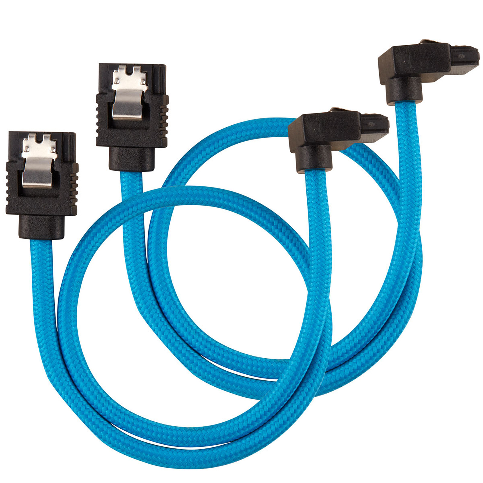 CORSAIR Câbles SATA Gainés Droits/Coudés 30 cm (coloris bleu)