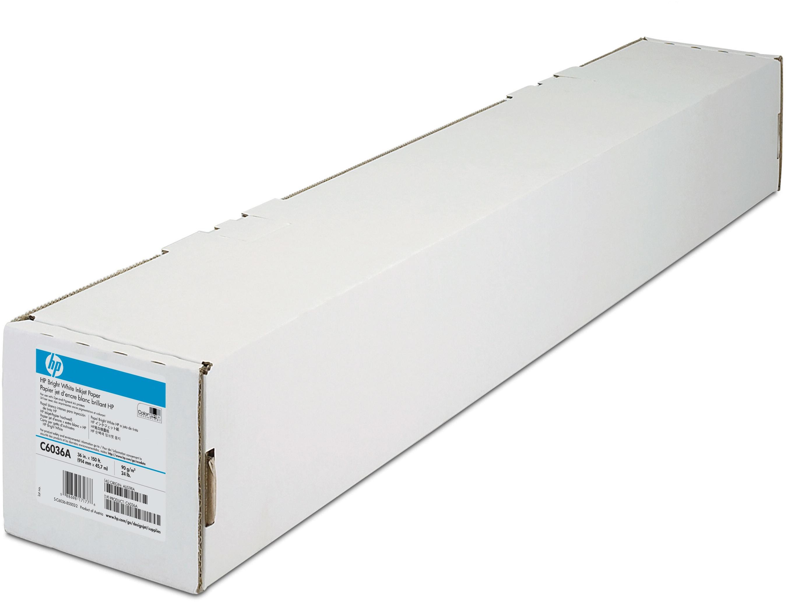 HP HP C6036A Papier blanc brillant inkjet 90g/m2 914mm x 45.7m 1 rouleau pack de 1