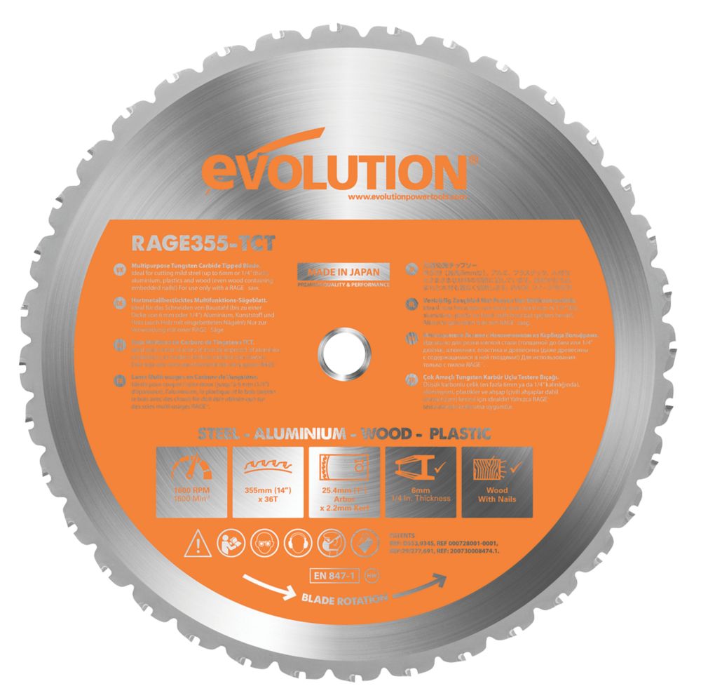 Evolution Lame de scie circulaire multi matériaux 355 x 254mm 36 dents