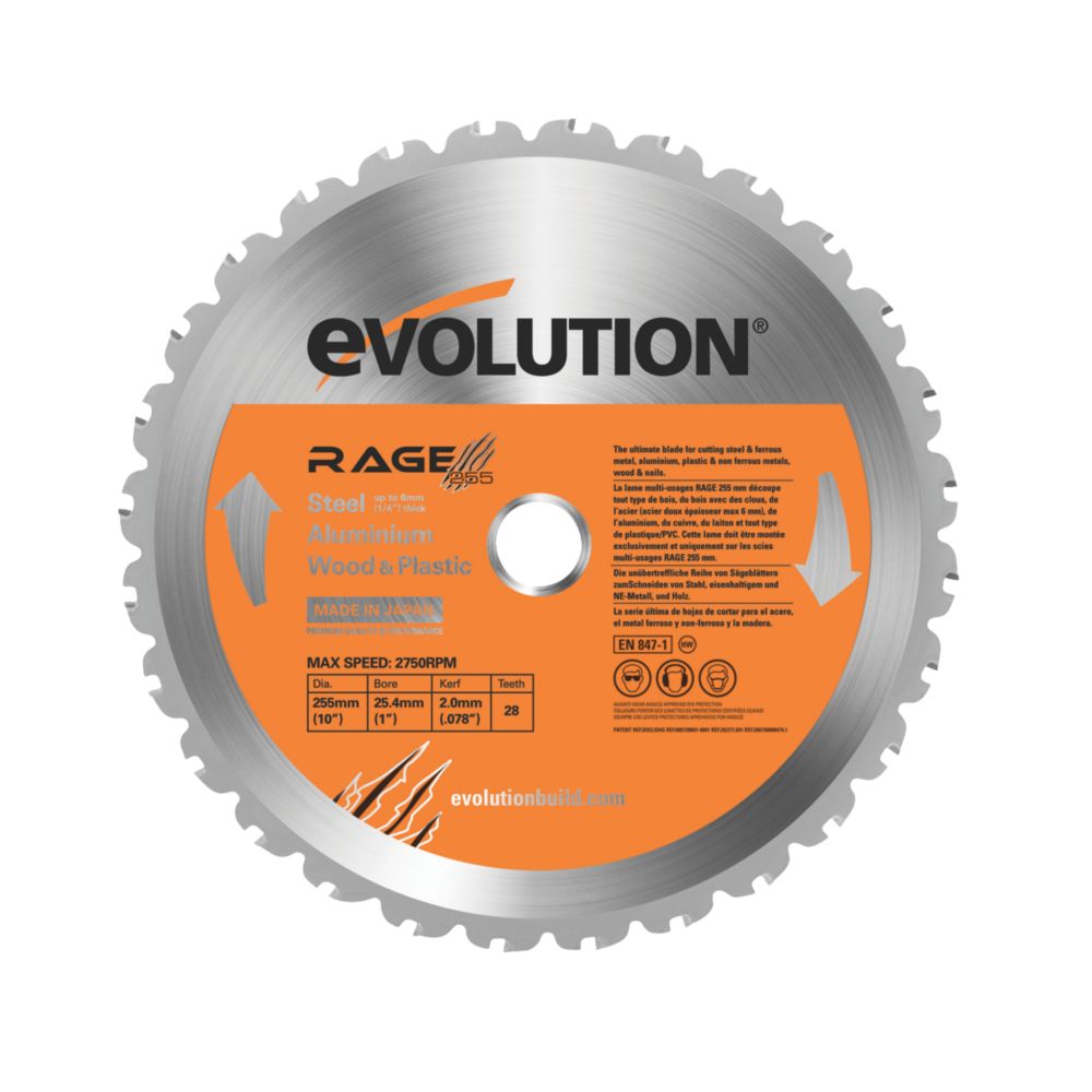 Evolution Lame de scie circulaire 255 x 254mm 28 dents