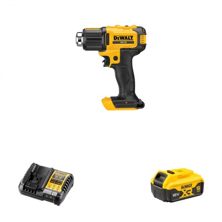 DeWalt Décapeur Thermique 18V DCE530N-XJ + 1 batterie 18V 5 Ah + 1 chargeur DCB1104-QW