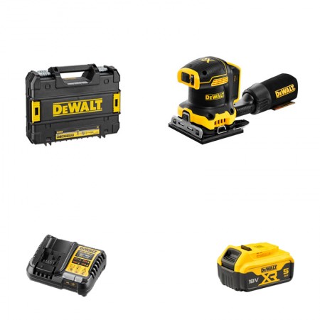 DeWalt Ponceuse vibrante DCW200NT-XJ + 1 batterie 18V 5 Ah + 1 chargeur DCB1104-QW