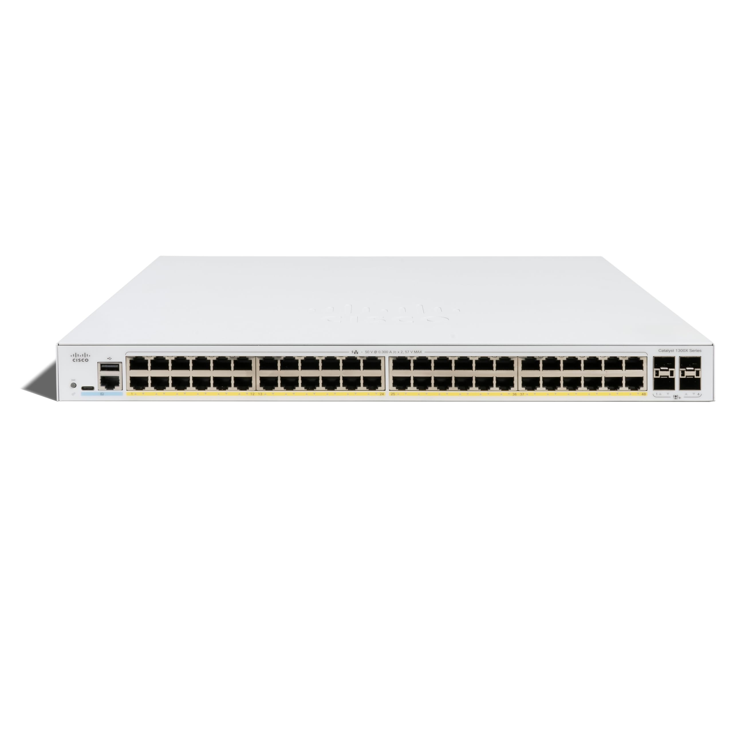 CISCO Catalyst 1300X 48-Port Switch PoE+ with 740W power budget 4 x 10G SFP+ Uplinks 25G for Stacking