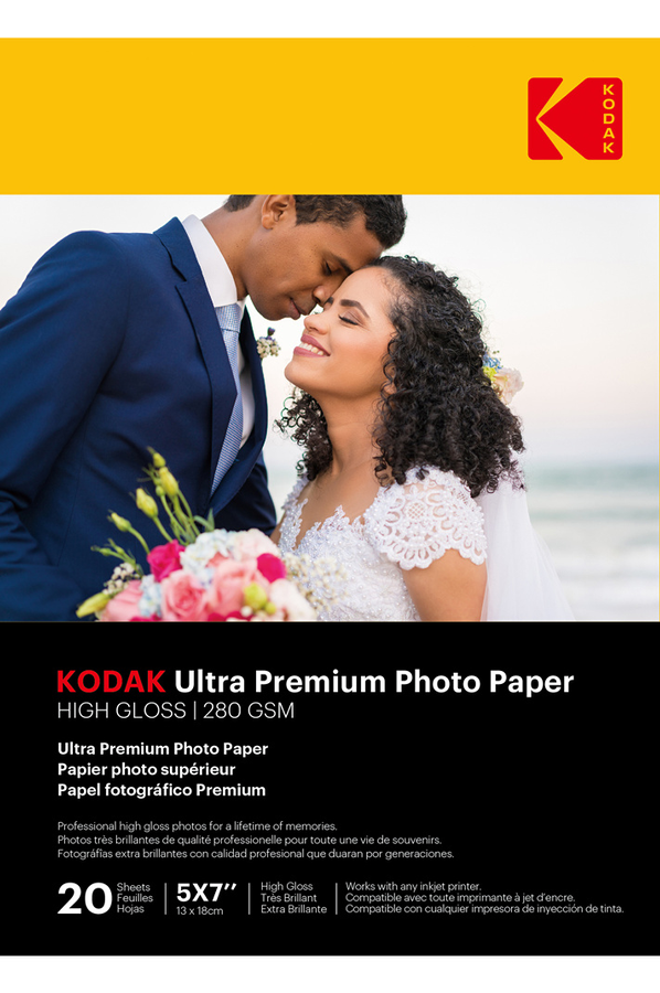 KODAK 20 feuilles de papier photo 280g/m², brillant
