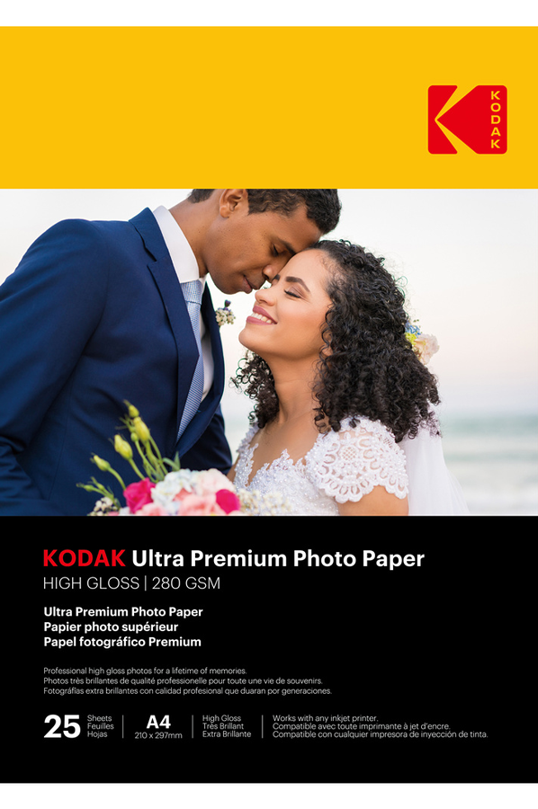 KODAK 25 feuilles de papier photo 280g/m², brillant Format A4