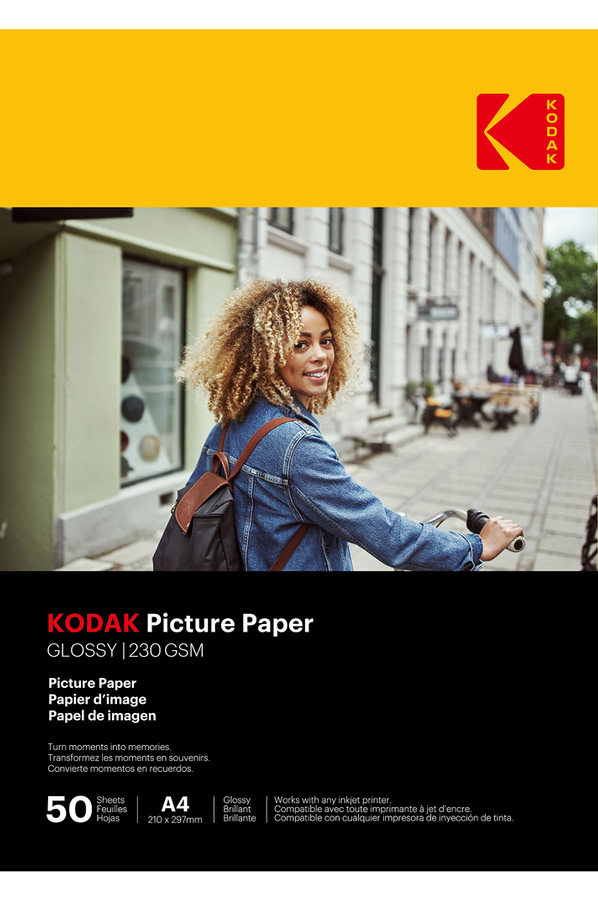 KODAK Papier photo 230g A4 par 50 feuilles en finition Brillant