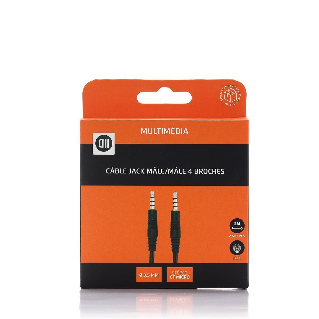 D2 Diffusion Rallonge Jack 3,5 mm m le/m le 4 broches