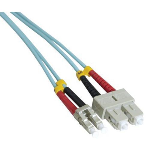 ekivalan Jarretière zip 2,0mm OM3 50/125 SC-UPC/ST-UPC LSZH aqua 1m