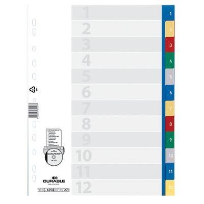 Durable DURABLE Zahlenregister PP 1-12 farbig 12Bl
