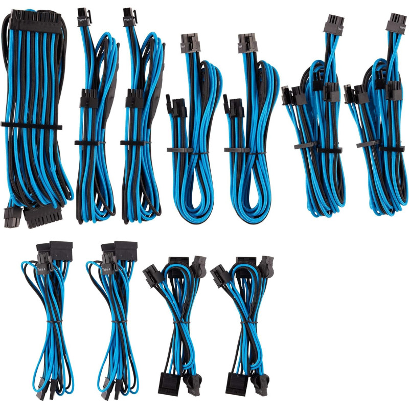 CORSAIR Premium  PSU Kit alimentation individuel 4G4 Bleu/Noir abÃ®mÃ©