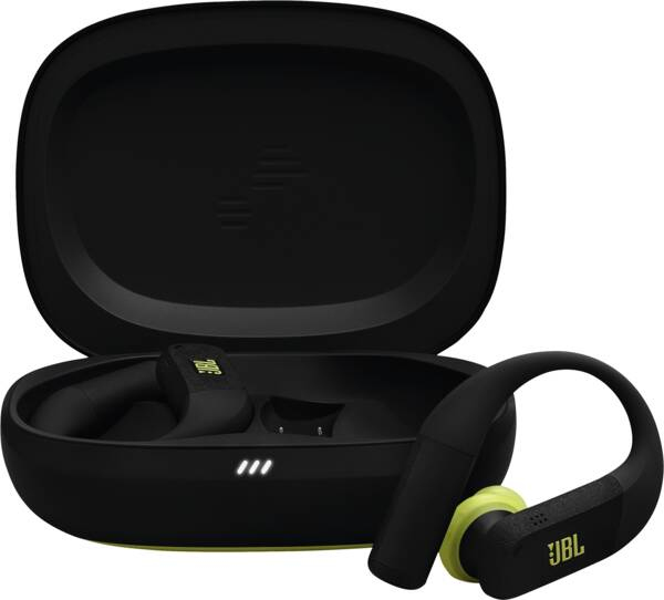 JBL Endurance Peak 4 Noir et Jaune, résistants de sport sans fil avec réduction adaptative du bruit
