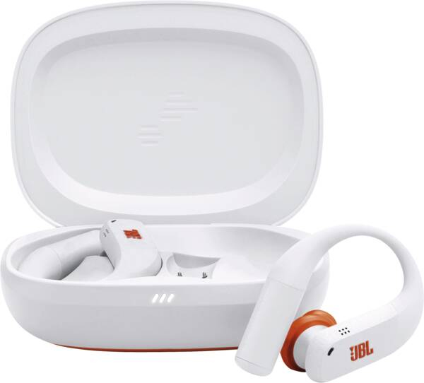 JBL Endurance Peak 4 Blanc, résistants de sport sans fil avec réduction adaptative du bruit