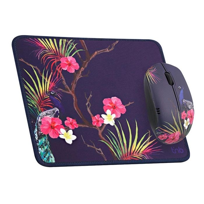 WE POP Pack Tapis de souris design floral : 200x140x3mm + souris optique sans-fi