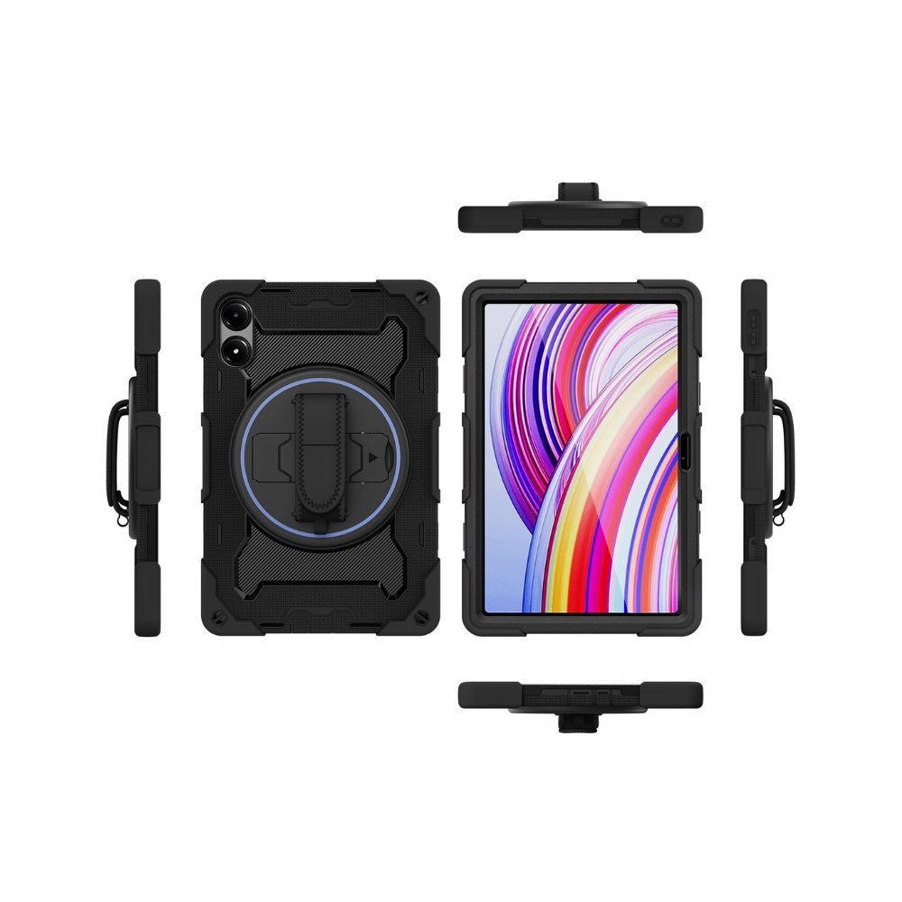 SAMSUNG Coque arrière noire ultra renforcée plus sangle rotative & fonction Stand Design