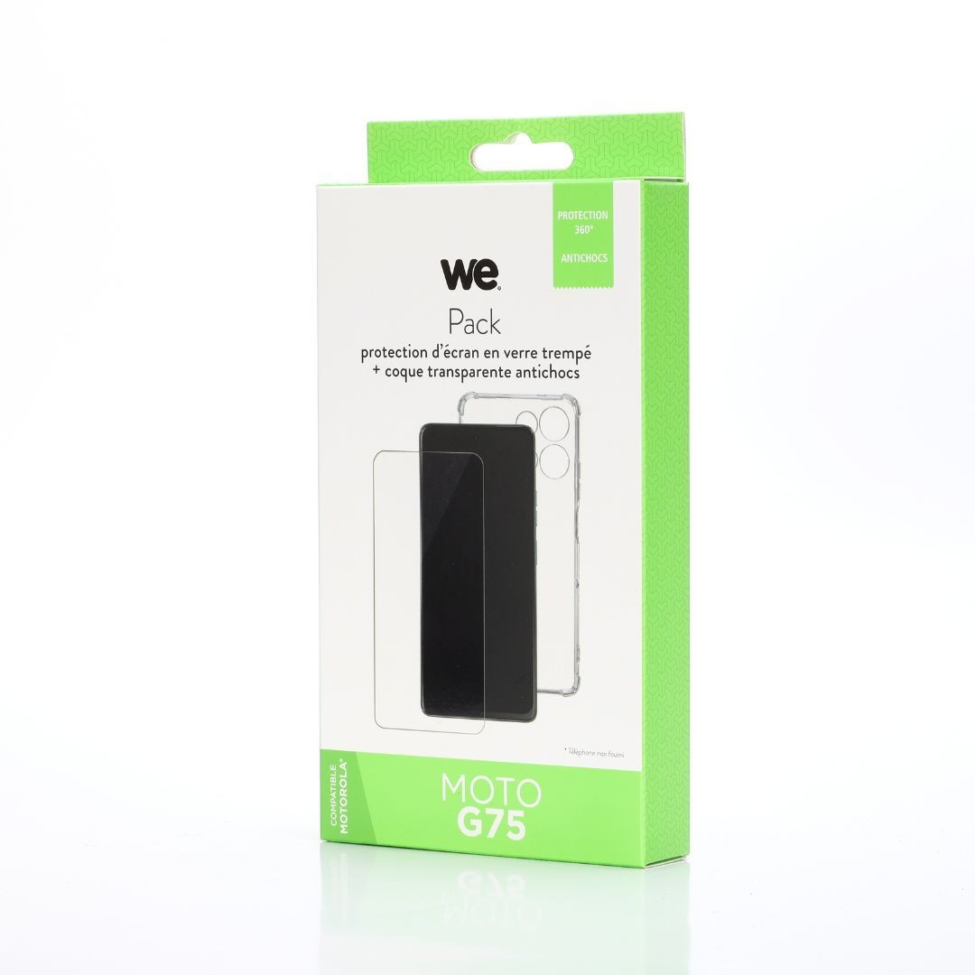 WE PACK verre trempé et coque de protection transparente MOTOROLA MOTO G75 5G