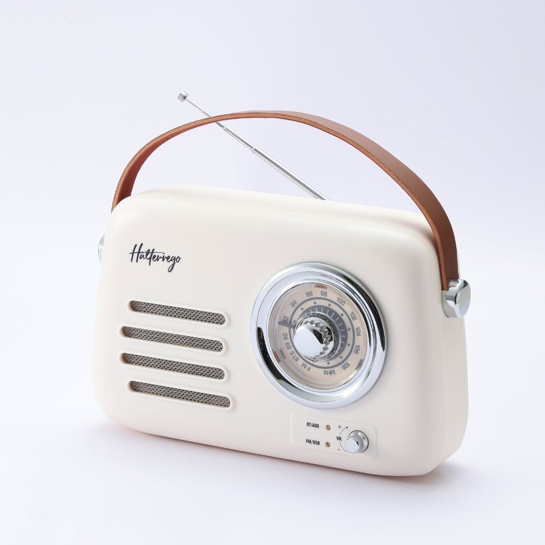Halterrego Enceinte/Radio rétro , RMS 5W, Bluetooth, Radio FM, lecteur USB, Aux I