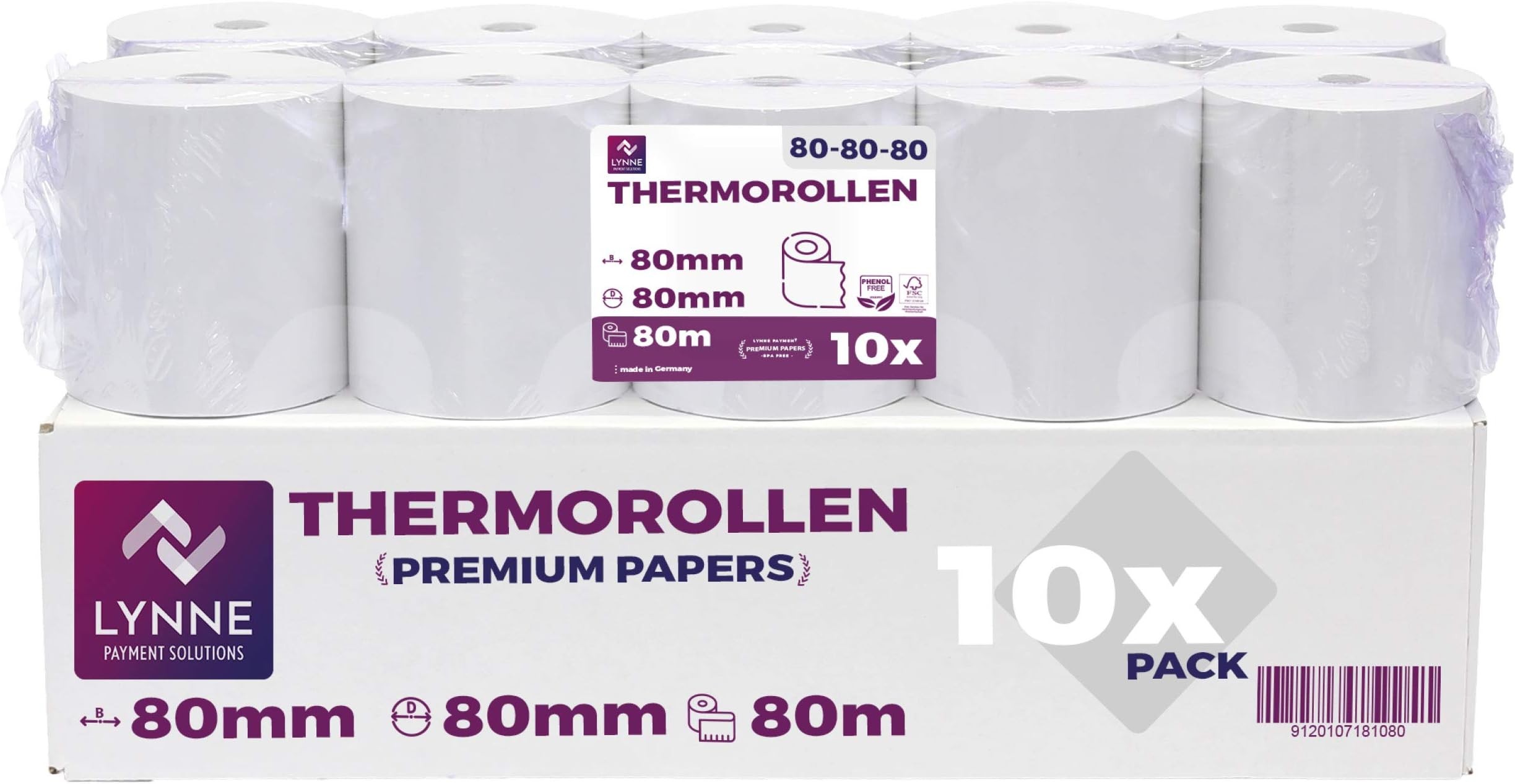 Olympia Thermo-Kassenrollen 80mm Breite/80m Länge KPR80 weiß