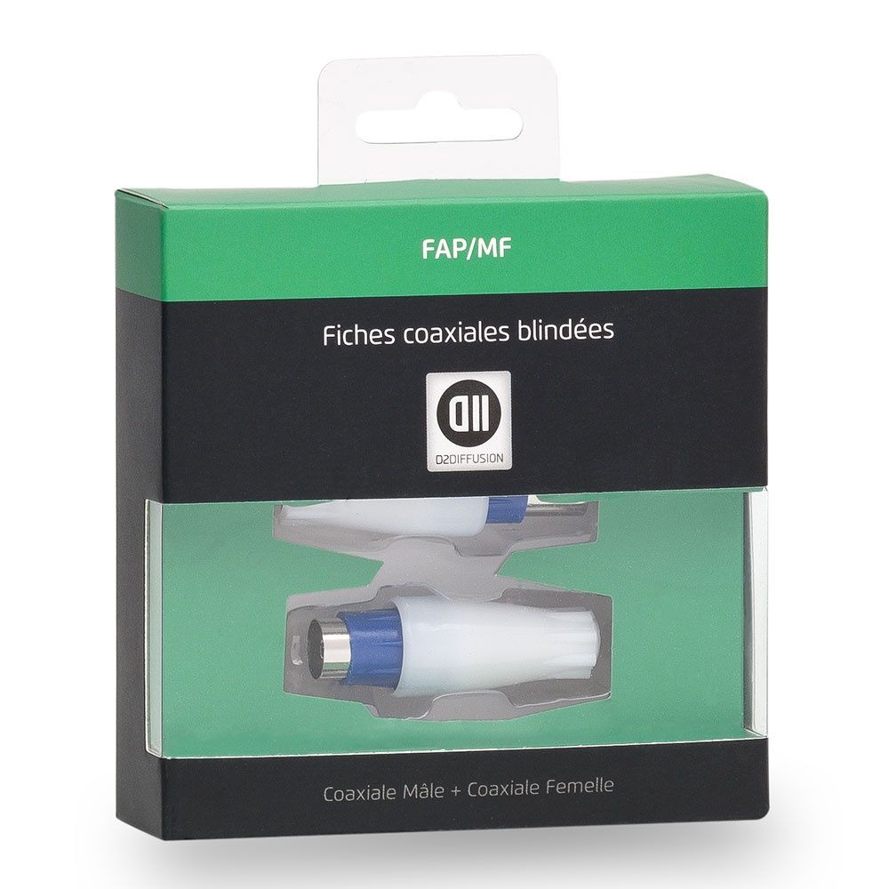 D2 Diffusion 2 Fiches Coax M le + Femelle 9.52mm