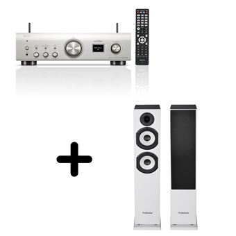 DENON Un ampli  PMA-900HNE Argent + une paire d'enceintes colonne Cabasse Jersey MT32/2 Blanc mat