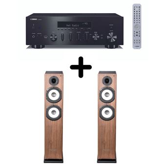 Yamaha Amplificateur Hi-Fi  R-N600A Noir + une paire d'enceintes colonne Cabasse Jersey MT32/2 Edition spéciale Noyer