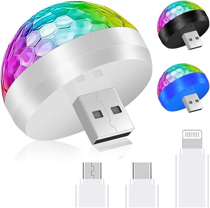 C2G USB LED Discokugel incl. 3 Adapter weiß