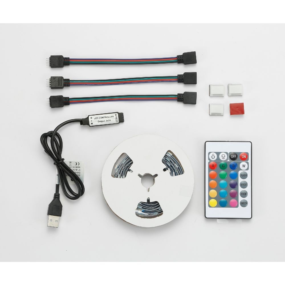 WE Kit Ruban LED RGB 5m en USB avec tÃ©lÃ©commande