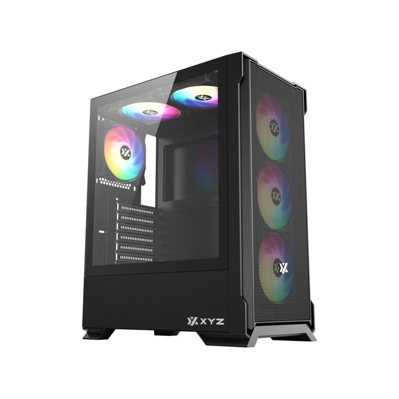XYZprinting Boitier Moyen Tour ATX AirOne 300 X Mesh RGB avec panneau vitré (Noir)