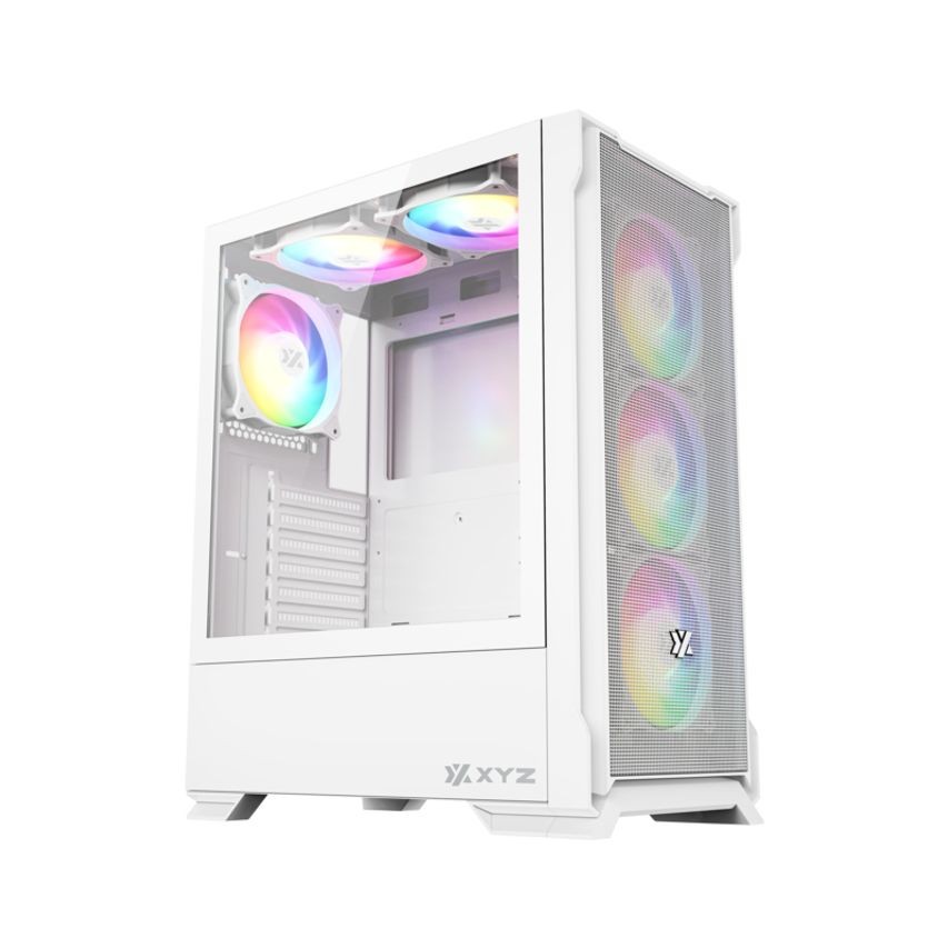 XYZprinting Boitier Moyen Tour ATX AirOne 300 X Mesh RGB avec panneau vitré (Blanc)