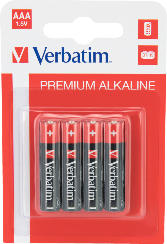 VERBATIM ALKALINE BATTERY AAA 4 PACK SHRINK WRAP
