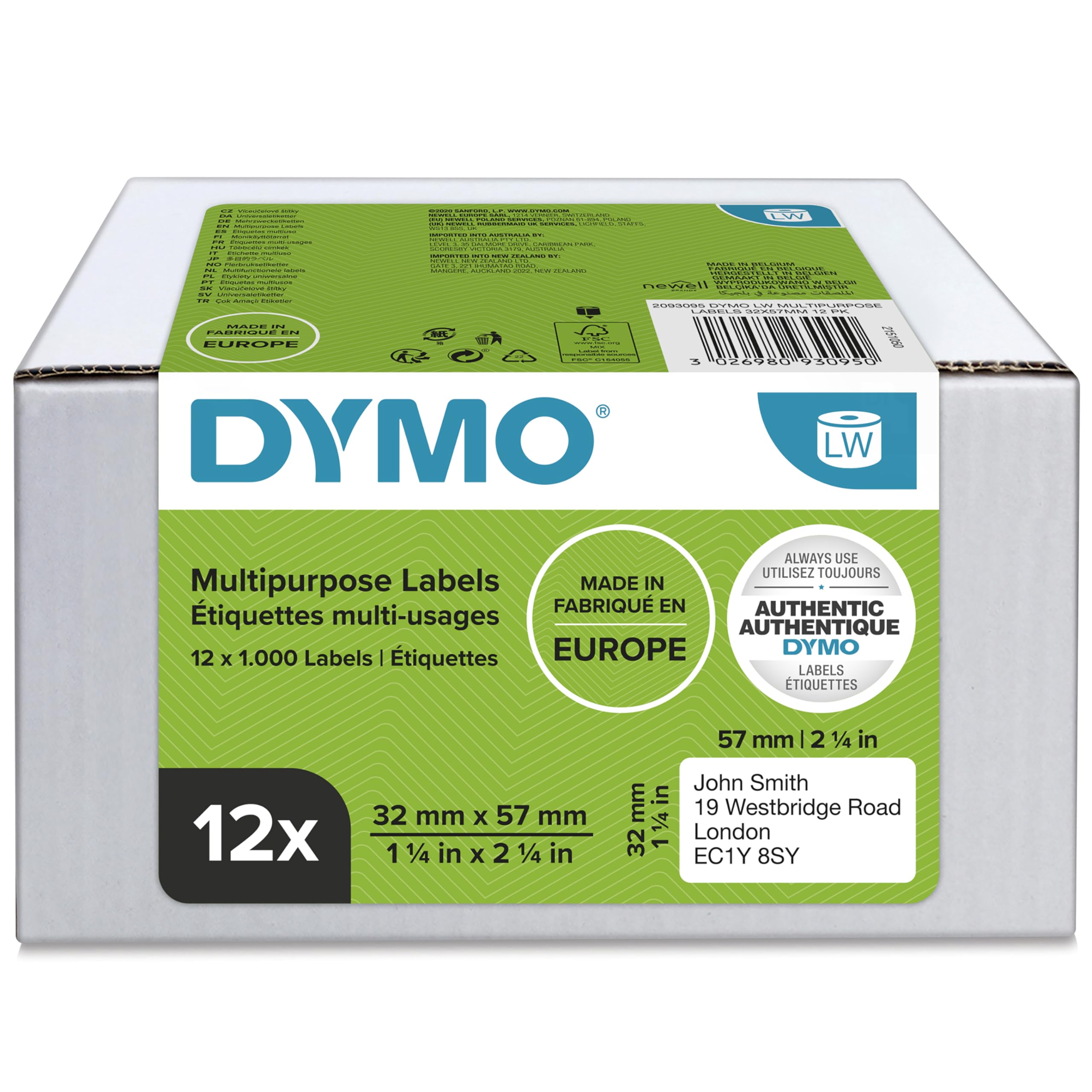DYMO DYMO LW-Vielzwecketiketten Vorteilspack 32x57mm 12Rl 1000St/