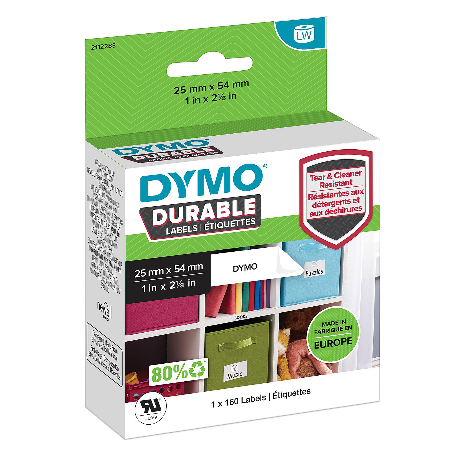 DYMO LW rouleau d'étiquettes universelles permanentes blanches