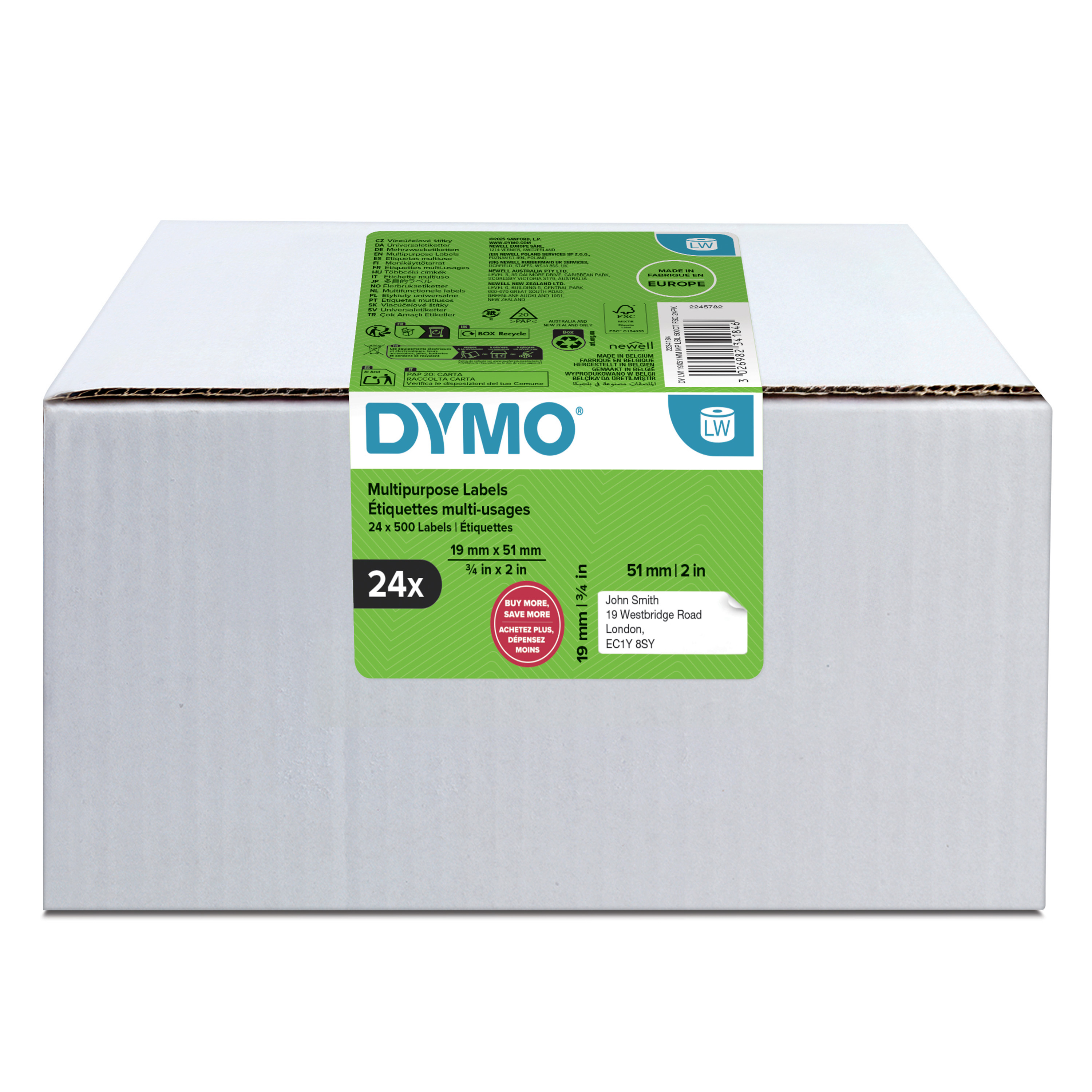 DYMO LW MULTI-PURPOSE LABEL 19X51MM 24 ROLLS