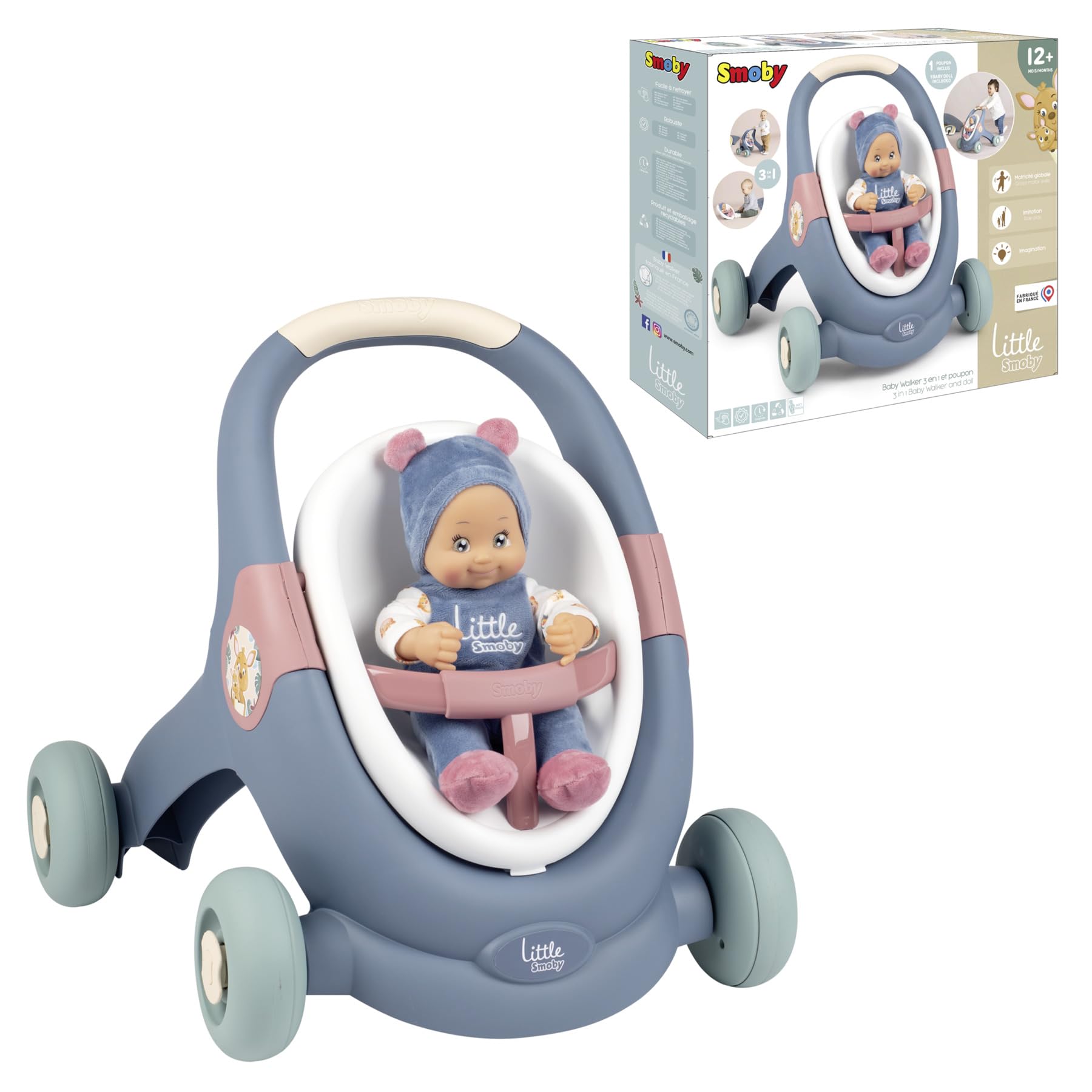 Smoby Little  3-in1 Lauflernwagen + Puppe