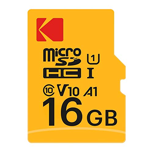 KODAK carte microSD avec adaptateur 16Gb. class 10 UHS1 Video class 10 (V10). Up to 25MB/s write speed / 85MB/s read speed.