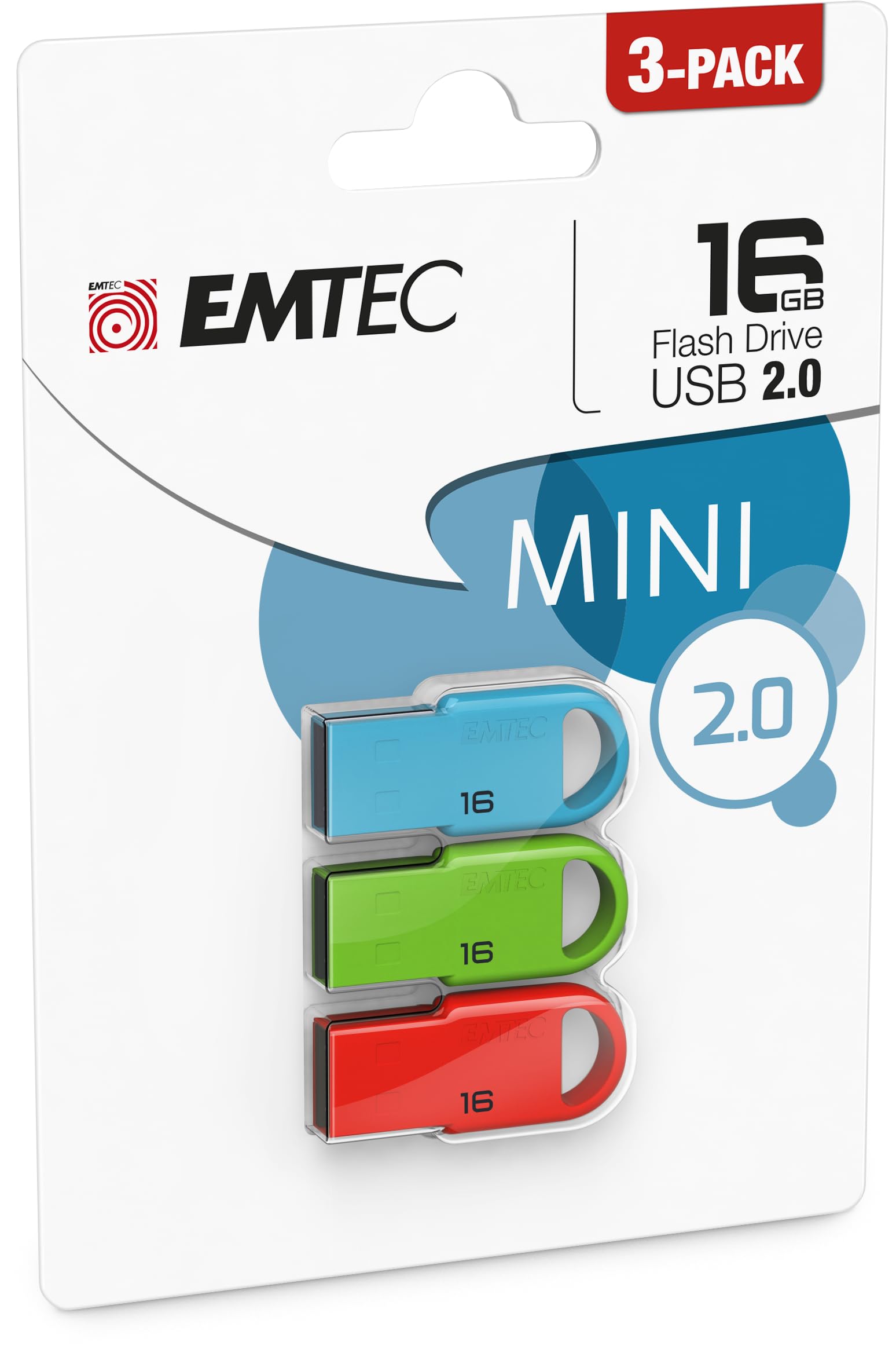 EMTEC Pack de 3 mini clés USB 2.0 D250 16 Go