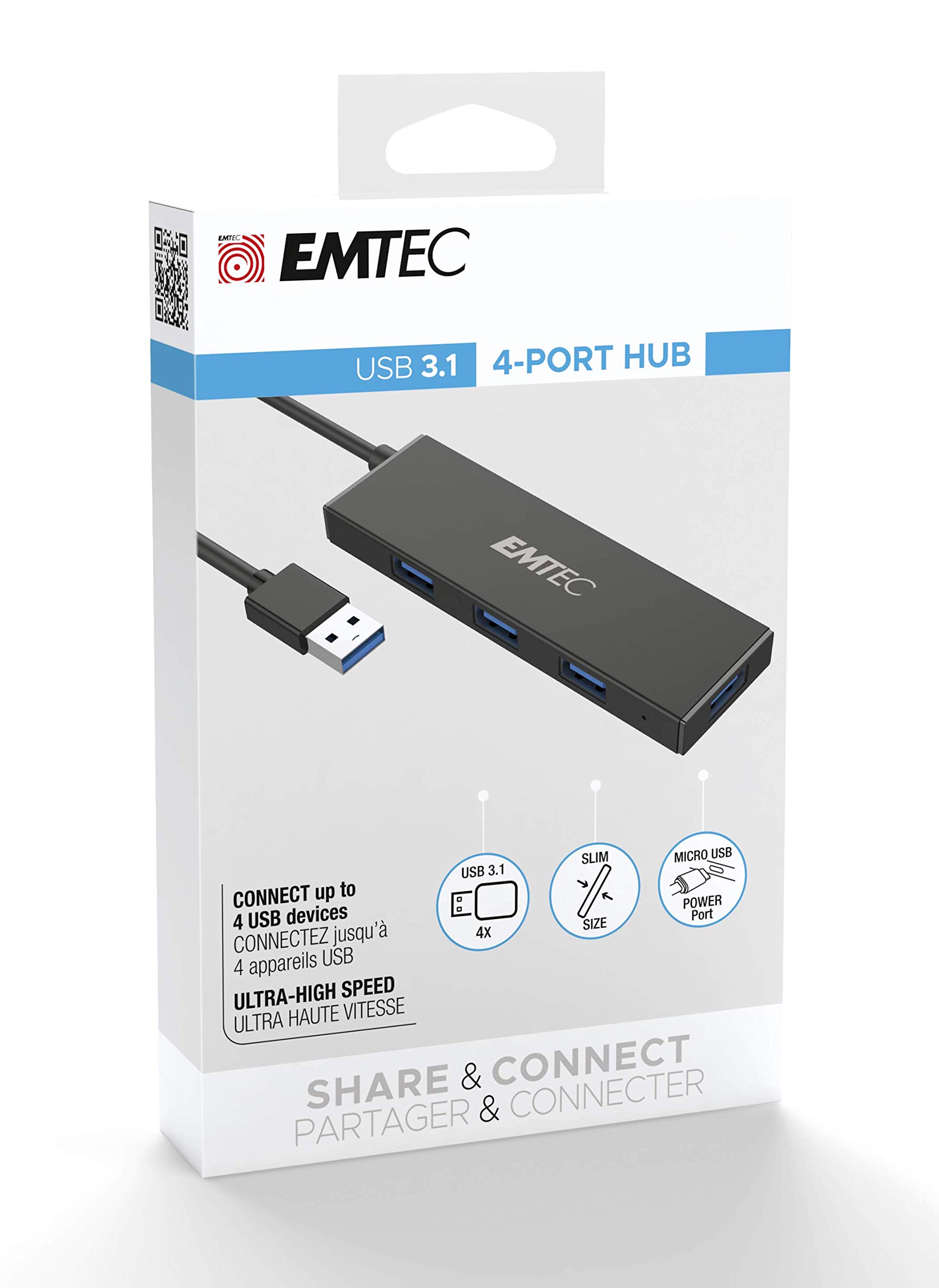 EMTEC Hub USB 3.1 4 ports Ultra Slim (Noir)