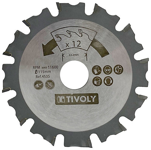 Tivoly - 1 Lame de Scie D115mm Alésage 22,22mm 12 Dents Carbure pour Meuleuse pour coupe de tout type de bois