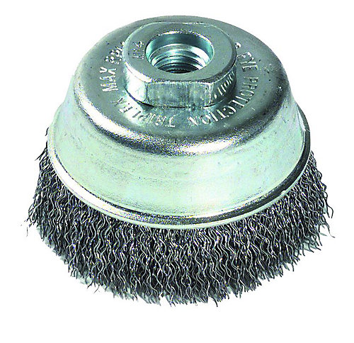 Tivoly - Brosse Coupe - Fil Acier Ondulé -D100mm - Alésage M14 - Pour Décapage du Métal