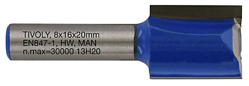 Tivoly - Fraise de Défonceuse à Rainurer Droit -D16mm - 2 Lames en Carbure - TigeD8mm - Pour Travail du Bois