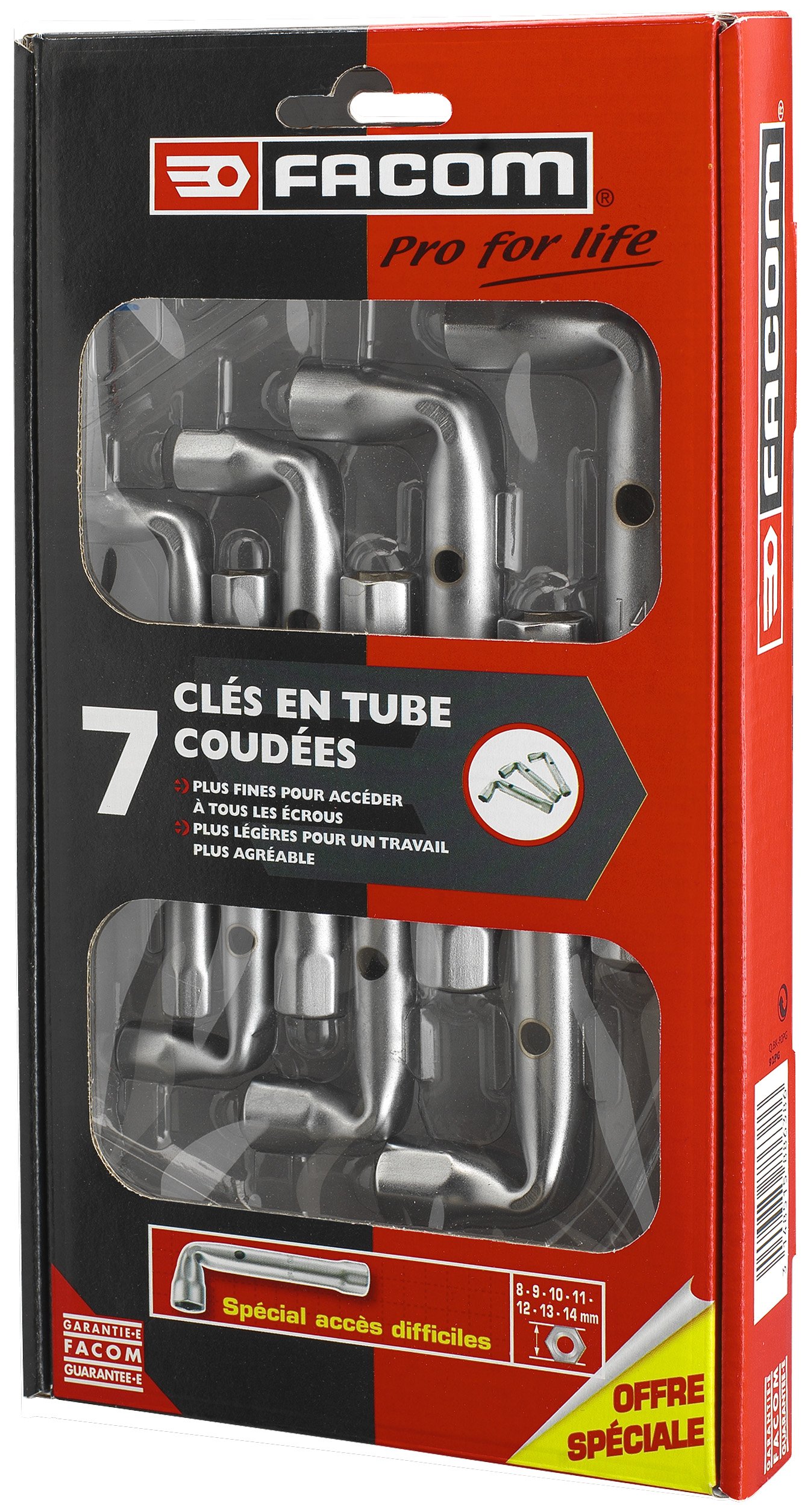 FACOM Clés à pipe en acier, 7 pièces