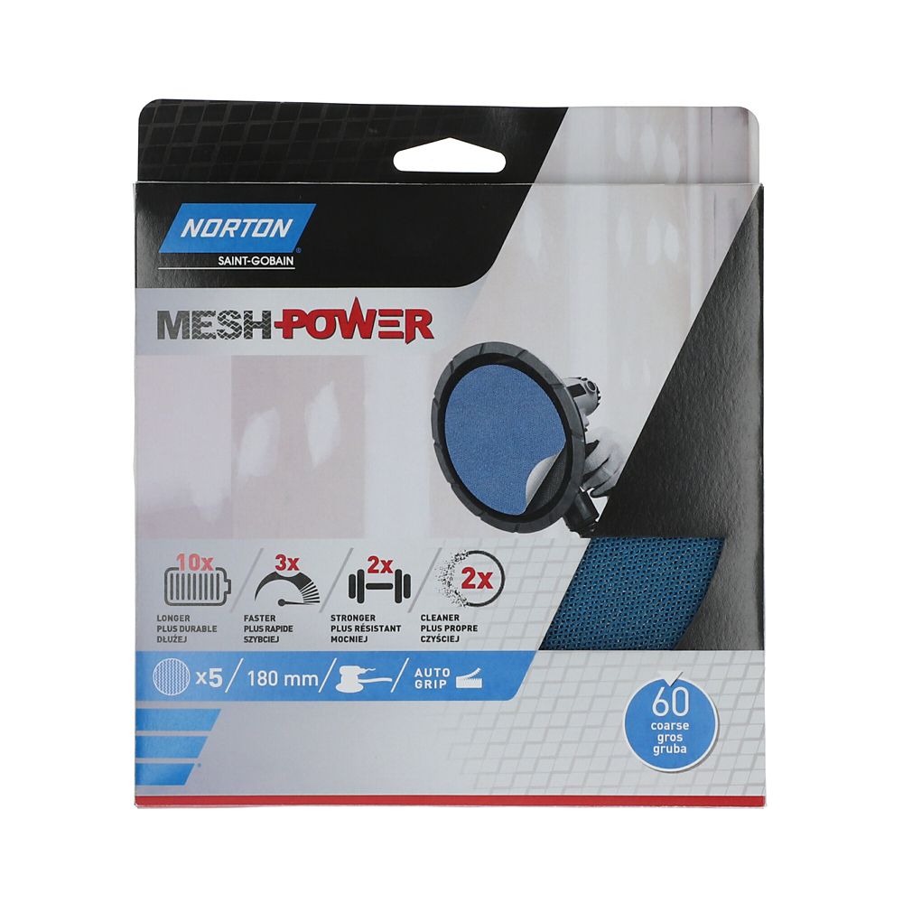 Norton Abrasif pour ponceuse excentrique ø 180 mm, Grain 60