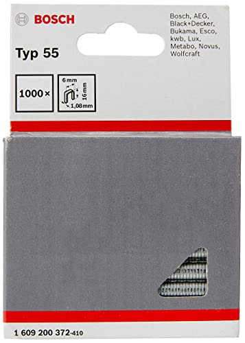 Bosch Professional - Modèle du produit : Agrafe à Dos Étroit de Type 55, 6mm x1.08mm x16mm