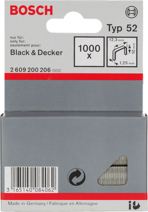 Bosch Professional Agrafes 10 / 12,3 mm 1000 pièces Type 52