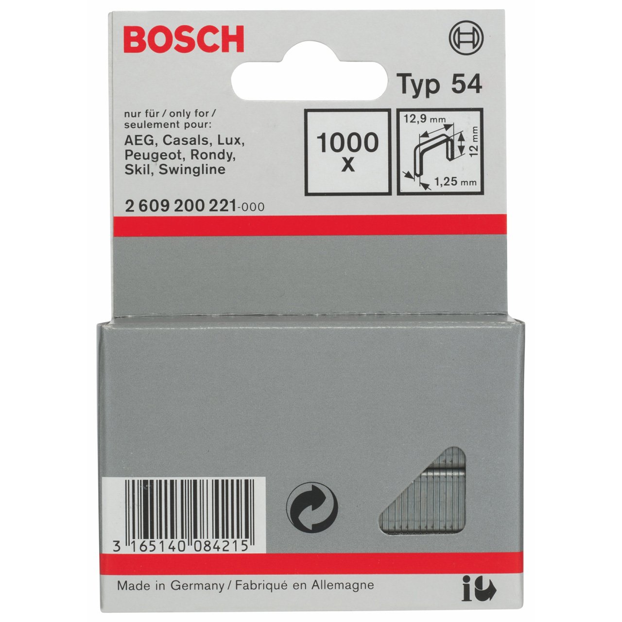 Bosch Professional Agrafe à Fil Plat de Type 54, 12.9mm x 12mm, Lot de 1000