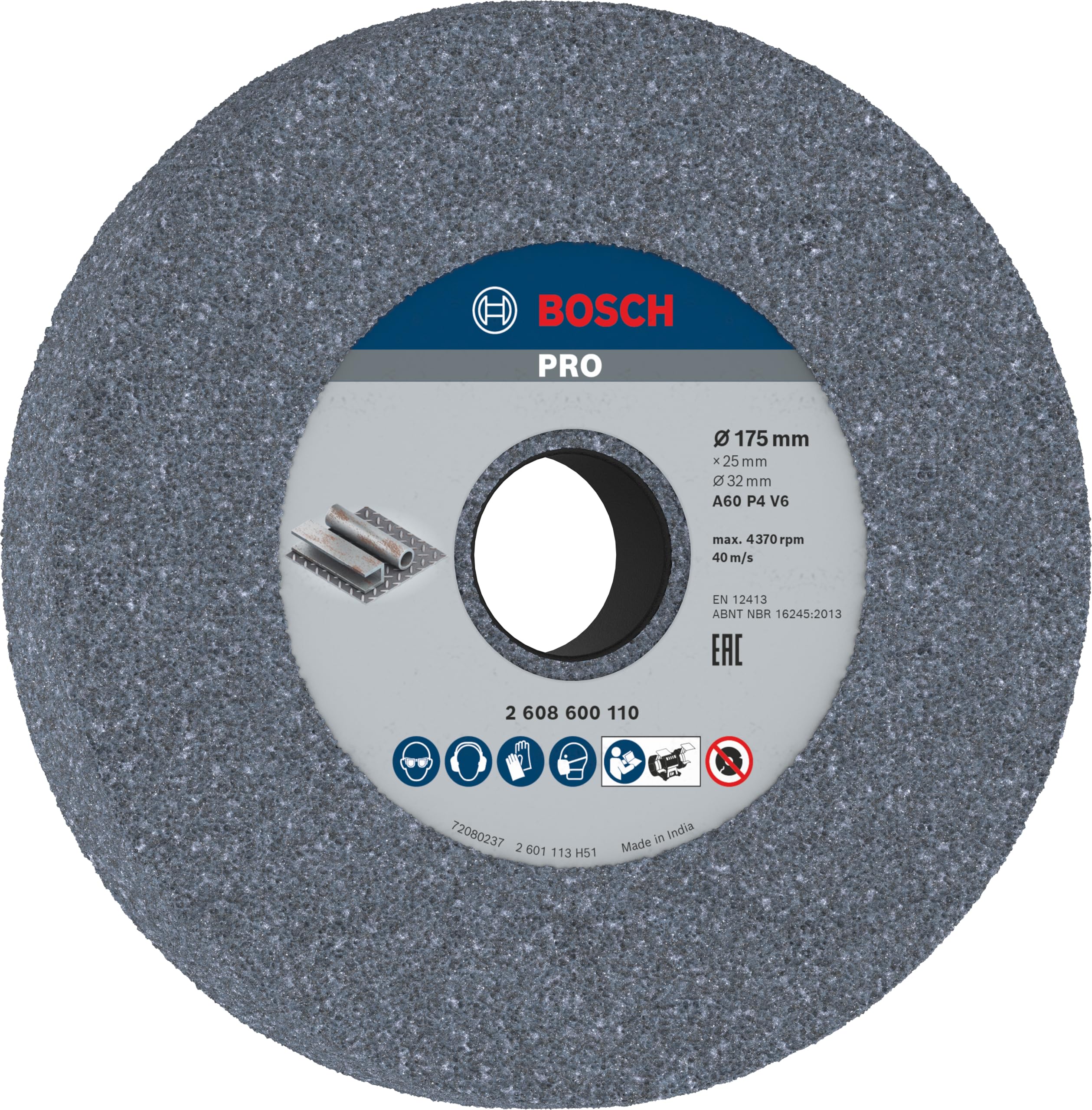 Bosch Professional 2608600110 Disque de ponçage Pour ponceuse double 175 mm / 32 mm / Grain 60