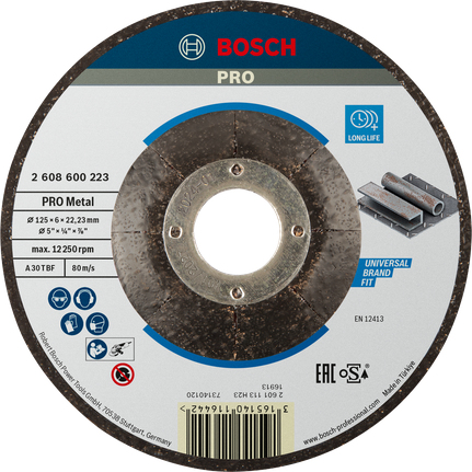 Bosch Professional 2608600223 Meule à ébarber à moyeu déporté expert for metal A 30 T BF 125 mm 6,0 mm
