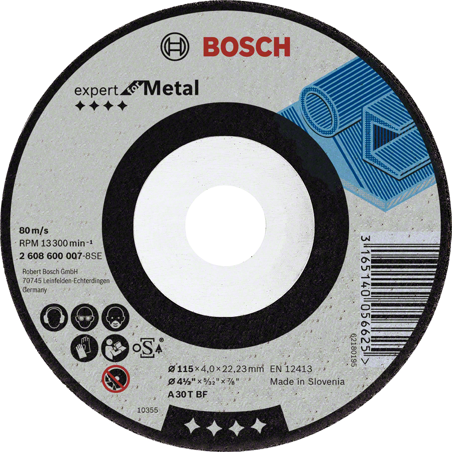 Bosch Professional 2608600386 Bosch Meule à ébarber pour acier, Gris, 230 mm, 8,0 mm, 1 pièce